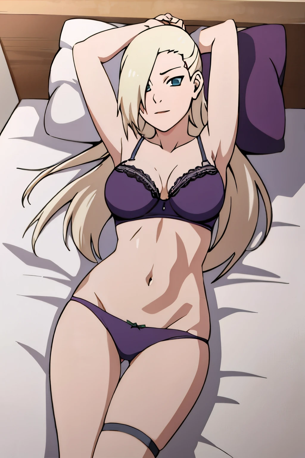 (masutepiece, Best Quality, High resolution:1.5, anime colours, megami magazine:1.2, anime poster style, anime keyvisual, sharp, 8k, photorealistic), nsfw, POV, (beautiful eyes:1.5, beautiful face), Alice Zuberg, 1girl, solo, Cute, (white headband), (blond Long Hair, hair braid), blush, (huge breasts, topless), (lying, on back, lie on bed:1.5), (spread legs, cowboy shot), (Perfect detailed Anatomy, beautiful detailed hair, perfect detailed body:1.2, shiny skin), (thick outline, Beautiful outlines, black outlines), 