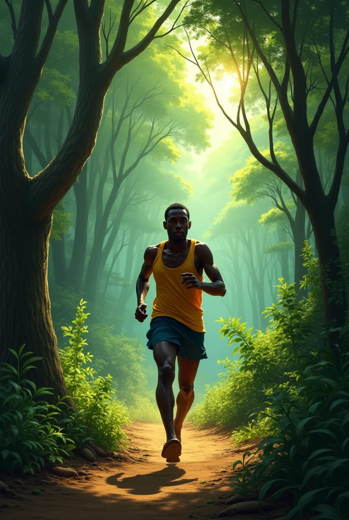 Beautiful image running in the jungle
