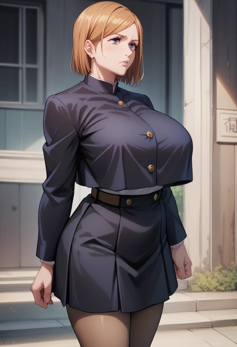 Huge breasts、Nobara Kugisaki
Uniform, Black jacket, Long sleeve, Black Skirt, pantyhose、
{Highest quality}, {so beautiful}, {Very detailed}, {Best illustrations},