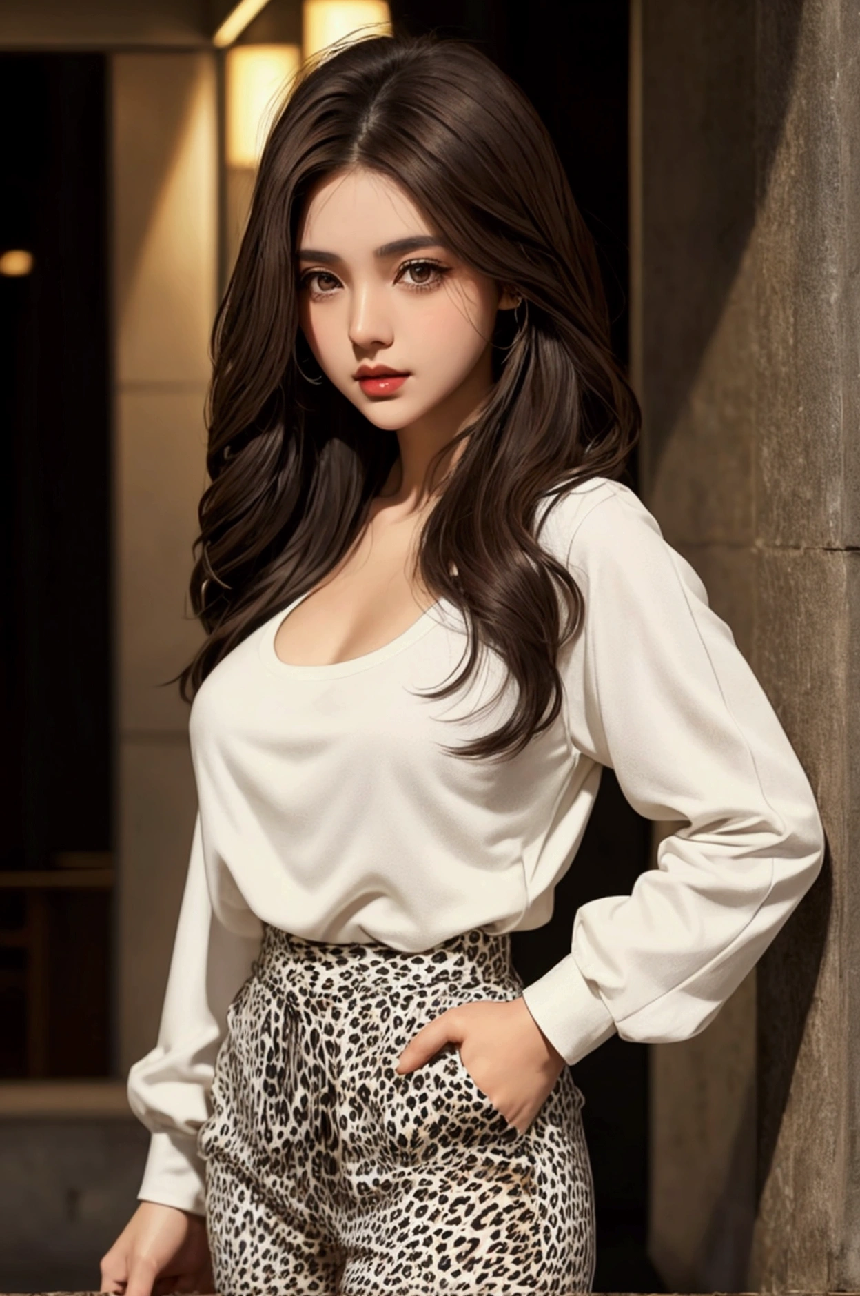 a photo of a woman, casual dressed, realistic skin