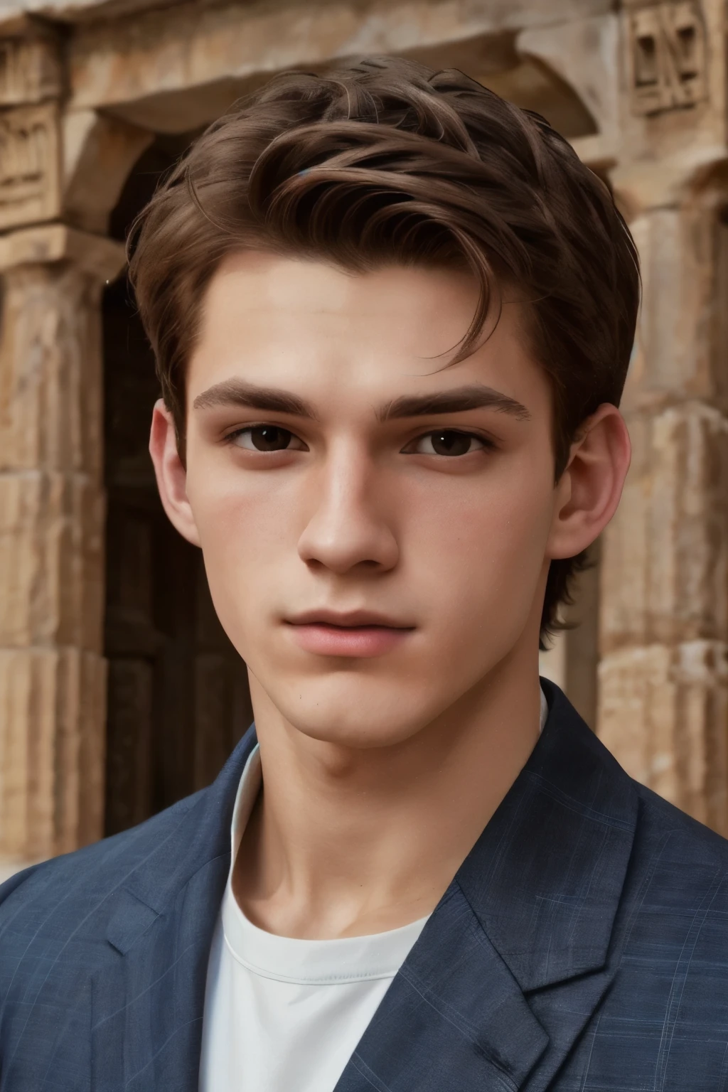 ((best quality)), ((masterpiece)), (detailed), ((best quality)), ((masterpiece)), (detailed), 1man, tall, handsome, twenty-one years old, young, slender man, brown eyes, fair skin, red-brown hair, perfect face, calm expression, detailed hands, detailed eyes, detailed and clear eyes, fictional art, ancient greek outfit, delicate and beautiful detailing, well-proportioned detailed eyes, volume smooth and sharp, best quality, closed mouth, ancient greece, ancient greece outfit, man, young man