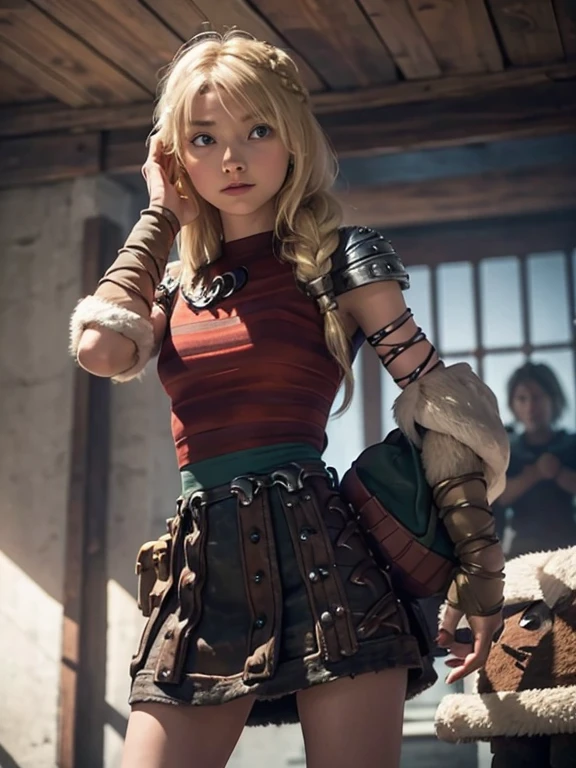 astrid hofferson, mini skirt, shows her legs