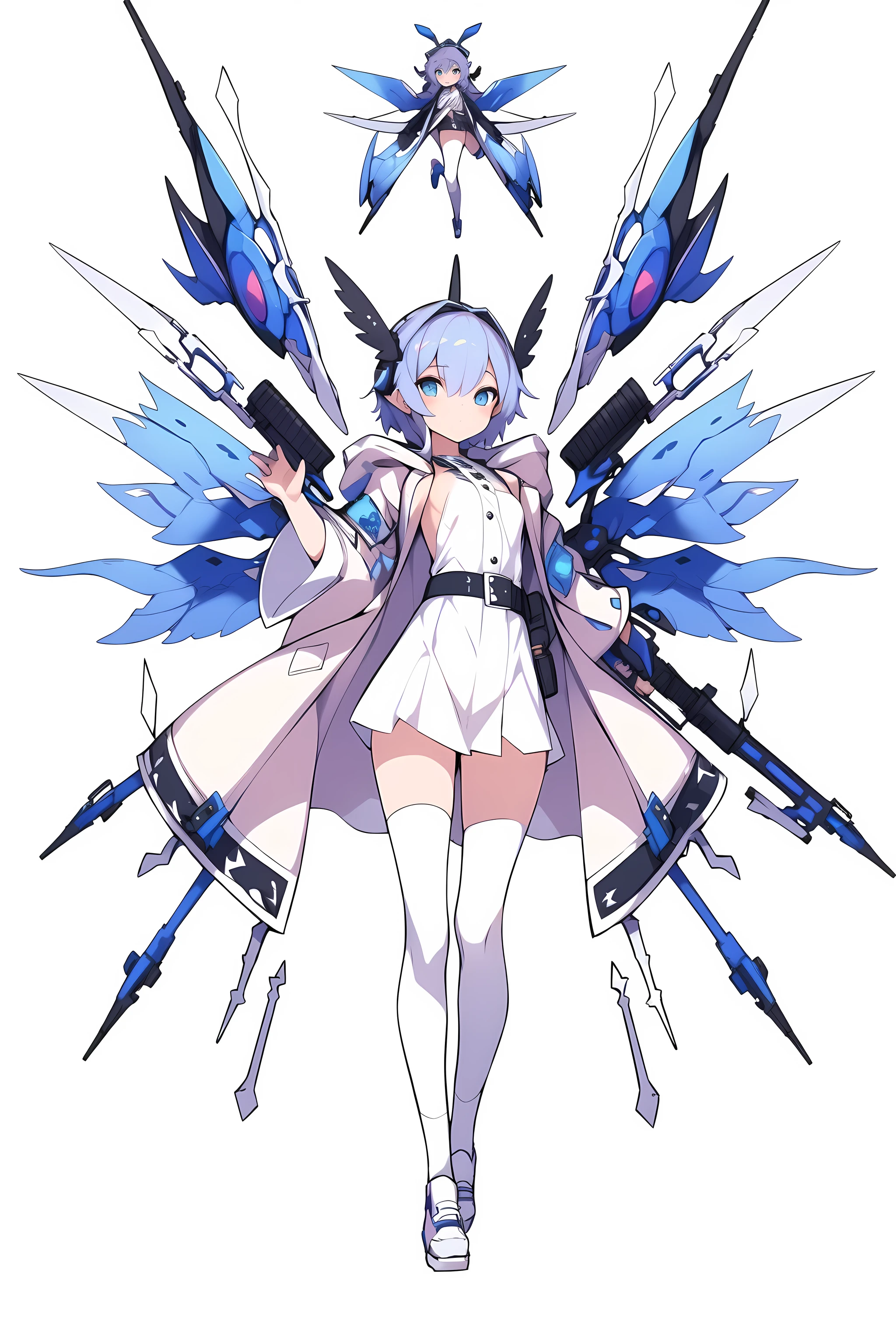 [(NO BACKGROUND:1.5),::5] (WHITE BACKGROUND:1.5), [(ROBE:1.5)::,5] (short:1.5), [(HEADGEAR:1.5)::,5] (weapon:1.5), [(DYNAMIC POSE:1.5),::5] (flying:1.5), (1girl:1.5), full body, looking at viewer, (coat, robe, wizard robe, clothes, shirt, jacket, contemporary, magical, magician, modern, futuristic:1.4), solo, full body, masterpiece, solo, futuristic, beautiful, detailed eyes, detailed face, absurdres, ultra-detail, masterpiece, highres, 4k, high quality, digital art, sparkling eyes, (flying in air, striking pose:1.5), mechanical wings, small breasts