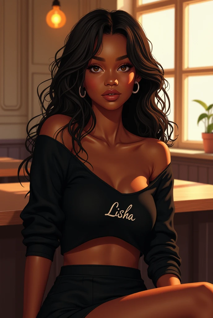 (black african:1.3) woman, gold charm_bracelet on wrists, black hair, longsleeve turtleneck bodysuit, black hair,  <lora:charm_bracelet:1>