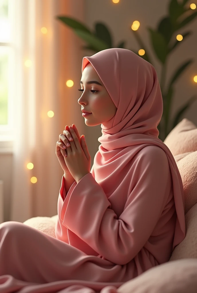 A muslim women massaging
