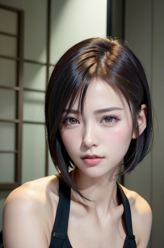 Digital portrait of gorgeous Japan short-haired woman, Beautiful face, Convoluted, Cinematic, Realistic epic, unreal enginee 5, Gorgeous, Incredible color grading, Trending on ArtStation, Photography, cinematic photography, Art Germ and Ross Draw Style