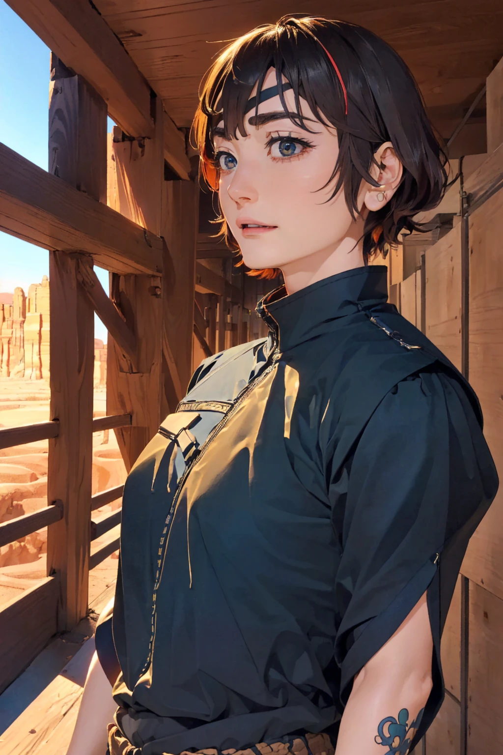 (One Girl), ((desertの戦闘服, Have a weapon, Tactical Goggles, Bulletproof vest, Fully clothed:1.4)), ((Small breasts, small chest with rounded shape,:1.3)), ((Accentuated breasts, Large pelvis, Wide Hips, abdomen, Tight waist, Curvy waist:1.2)), ((slim, 大きな胸とthinウエスト, thin, Skinny belly:1.2)), Modern Hairstyles, Colored striped hair, Hair highlights, ((Proud face)), ((Tattoo:1.1)), Tabletop, Highest quality, Realistic, Ultra-high resolution, Depth of written boundary, (Full dual color neon lighting:1.2), (Detailed face:1.2), (Detailed eyes:1.2), (Detailed Background:1.2), (desert, Action sequence, Cinema Lighting, desertの嵐:1.2) (Tabletop:1.2), (Ultra-detailed), (Highest quality), Complex, Overall Movie, Magical Pictures, (Gradation), colorful, Detailed landscape, Visual Key, Glowing Skin,