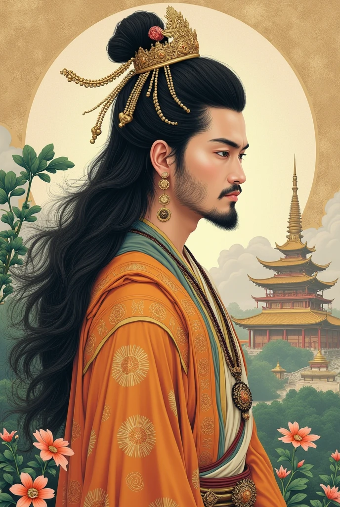 Realistic,Hot muscular Male concubine in the Han dynasty on his knees, wearing ancient revealing Chinese dress with long hair and masculine features. --auto --s2