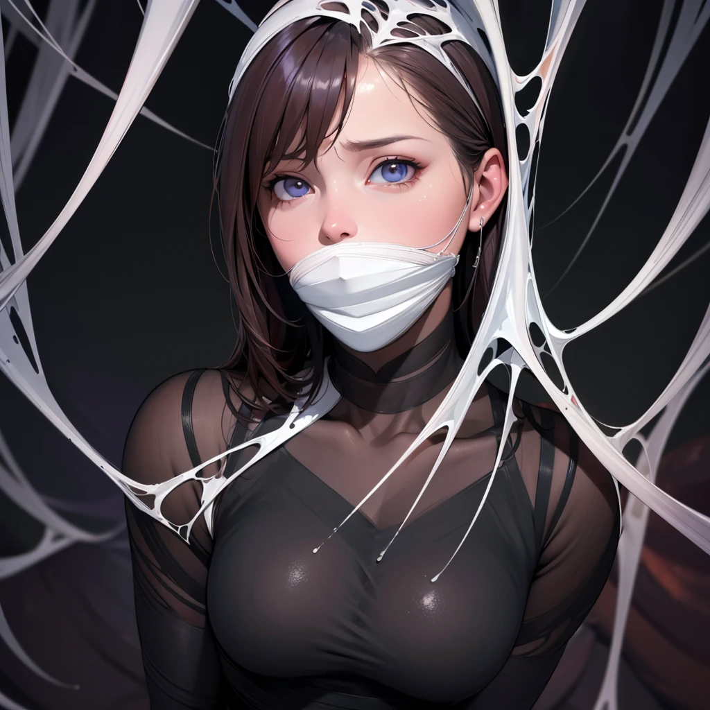 harness gag, gag, gaged, NSFW, gore, Beautiful, Chun-Li, chunli outfit, 24yo, Super detailed, highest quality, masterpiece, extremely detailed face, game CG, tears, tear drop, sweat dripping, frightened face, Are crying, torn clothes, my cheeks are swollen, I got a bruise on my face, scratch, scratch, Beaten face, scratch face, injury, scratch, 2 hair buns, forehead is swollen, 頬のscratch, eye swelling, shibari, rope, restrain, torture, prison, bondage, Hands tied behind the back, fakebreast, drool, viorence, nosebleeding, 