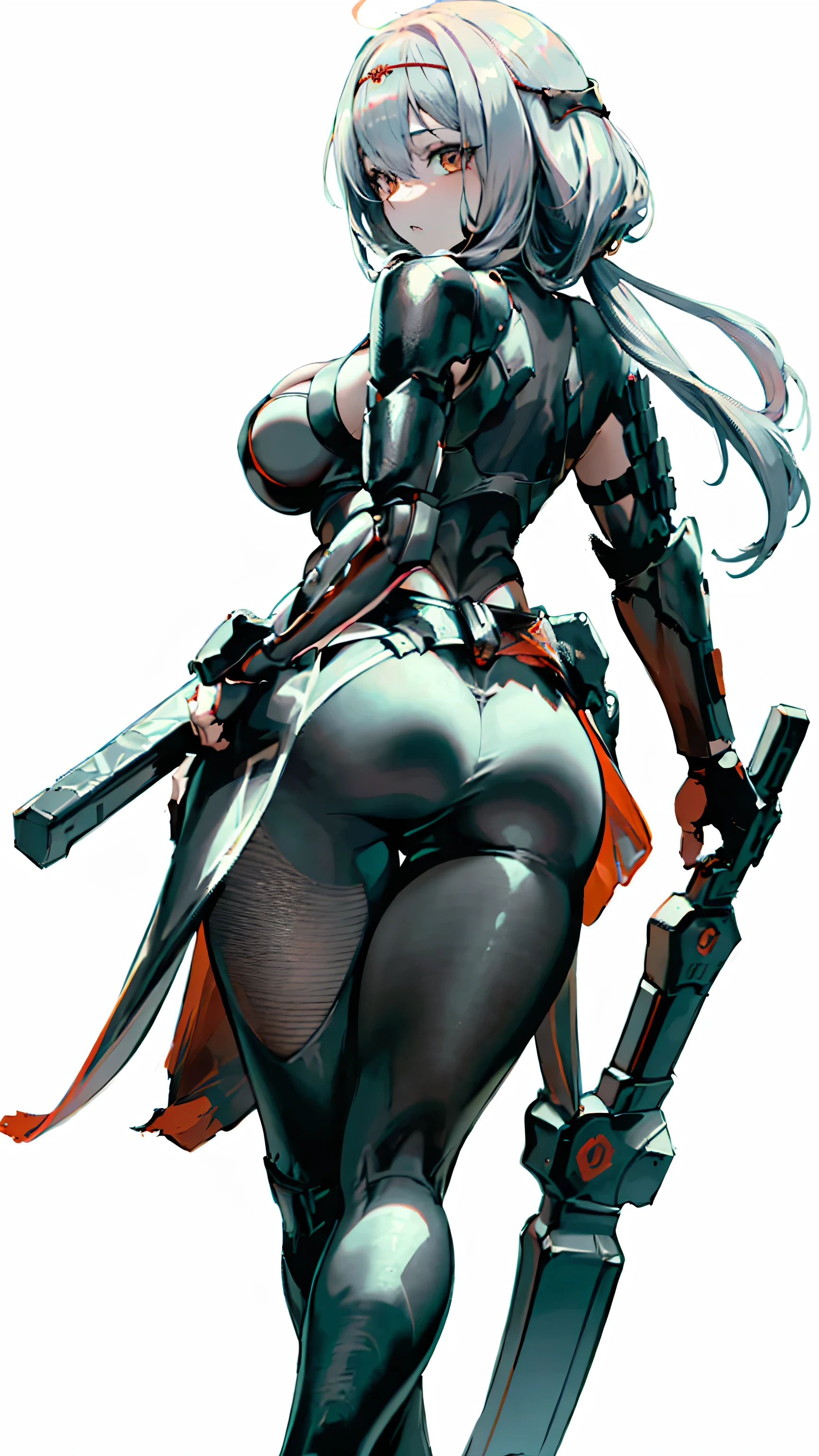 (Highest quality, 8k, masterpiece: 1.3),Nike, Goddess of Victory, One Woman,Voluptuous body,scarletg, bodysuit, headpiece, shoulder armor, half-skirt, belt, asymmetrical legwear, sheath,v4.5-Clip-fix,Silver longhair,base,Big Ass,Sharp Eyes
