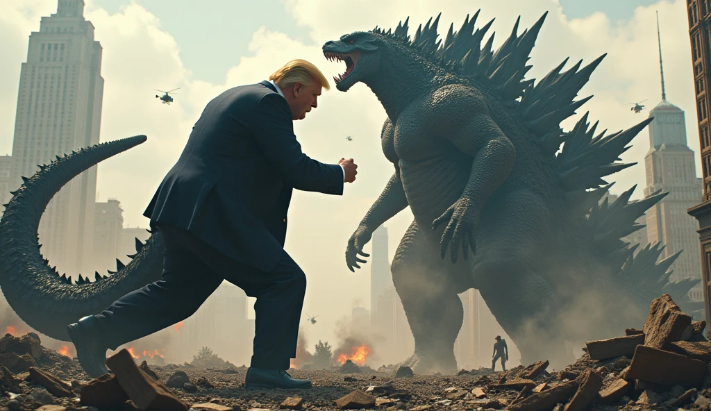 Donald trump vs Godzilla