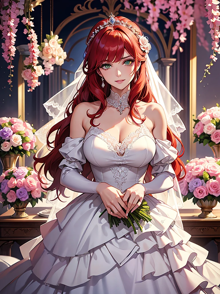 arafed, high details, best quality, 16k, [ultra detailed], masterpiece, best quality, (extremely detailed), dynamic angle, ultra wide shot, RAW, photorealistic, a wide angle picture of a vampire bride biting her groom, a [female vampire] bride (best details, Masterpiece, best quality) vampire female in a white wedding gown with bloody gown (best details, Masterpiece, best quality: 1.5), best detailed face (best details, Masterpiece, best quality: 1.5), ultra feminine, grey skin, red haired, long hair, wedding hair cut style, blue eyes, intense eyes, wearing white latex wedding dress bloody gown (best details, Masterpiece, best quality: 1.3), wearing white high heels, in the honeymoon suite (best details, Masterpiece, best quality: 1.4), biting the the groom, bloody face, BREAK a beautiful human man (best details, Masterpiece, best quality: 1.5), ultra detailed face (best details, Masterpiece, best quality: 1.4), wearing a wedding tuxedo (best details, Masterpiece, best quality), honeymoon suite background, Ultra-Wide Angle, high detail, award winning, best quality, HD, 16K, 3D rendering, high details, best quality, highres, ultra wide angle, 3D rendering, [[anatomically correct]]