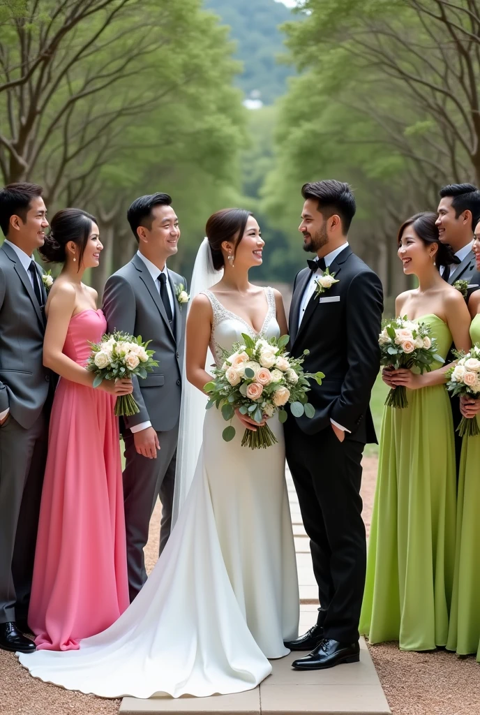 Chubby filipina wedding bridesmaid photo outdoor