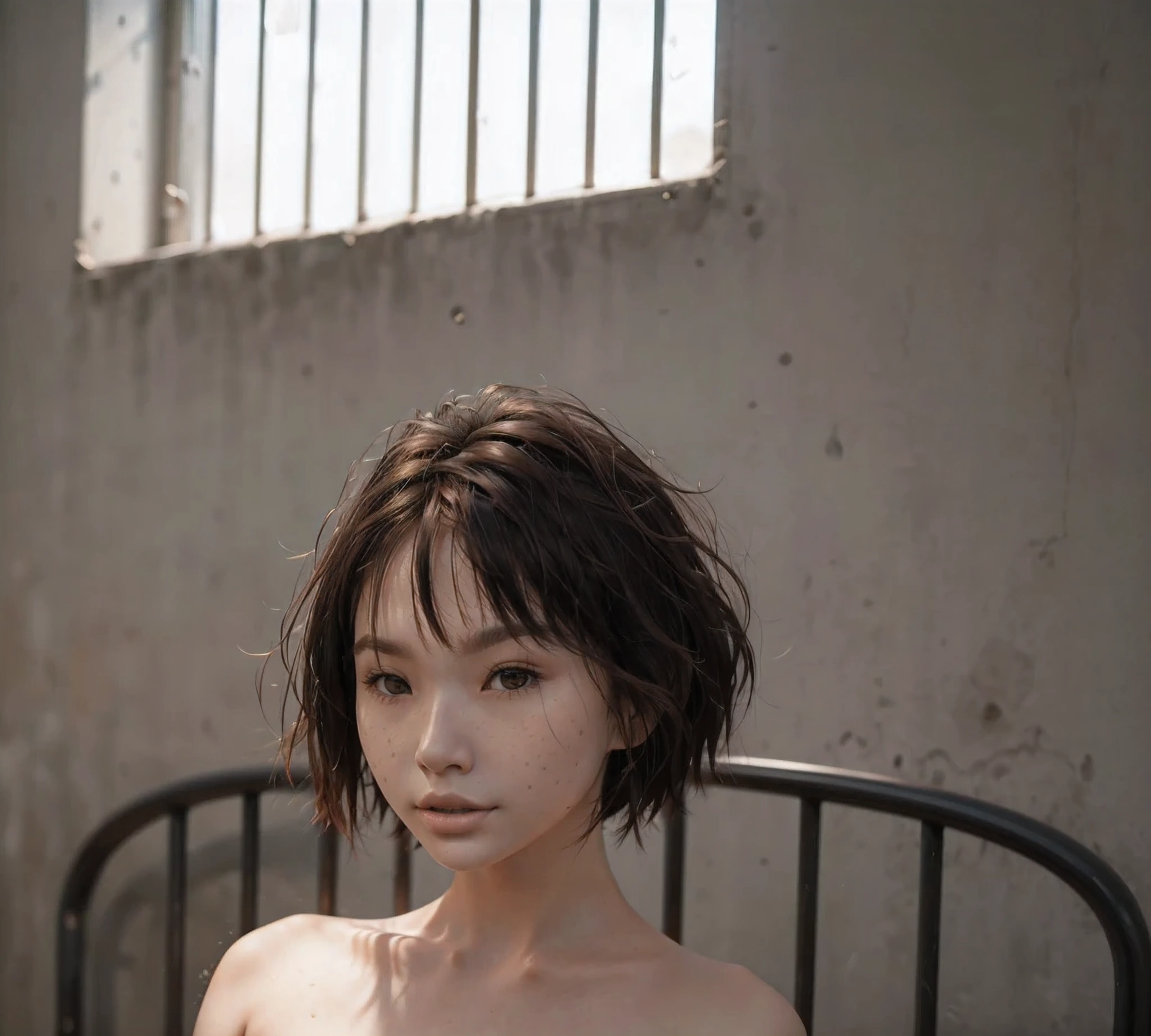 One Girl, Small breasts、18-year-old female、the body is slim、Thin legs、sexy、Exposing the breasts、Completely naked、bangs