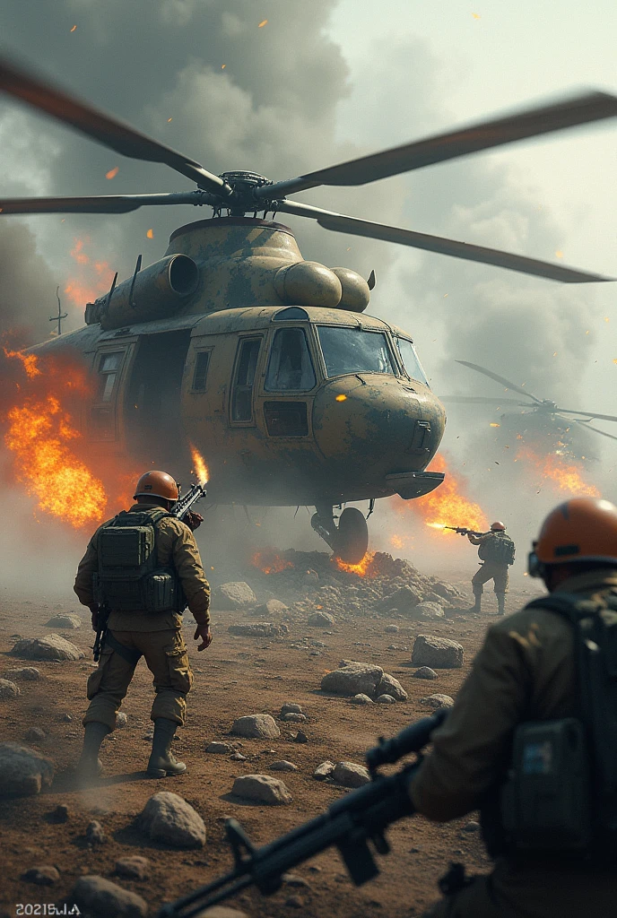 Realista, 4k, epic, Soldiers advancing against an enemy trench, metralhadora, Wounded soldiers lying on the ground, explosion, sangue, war tank destroyed, Grupo de soldados aliados, Grupo de Soldados Inimigos, luta, conflito, caotico