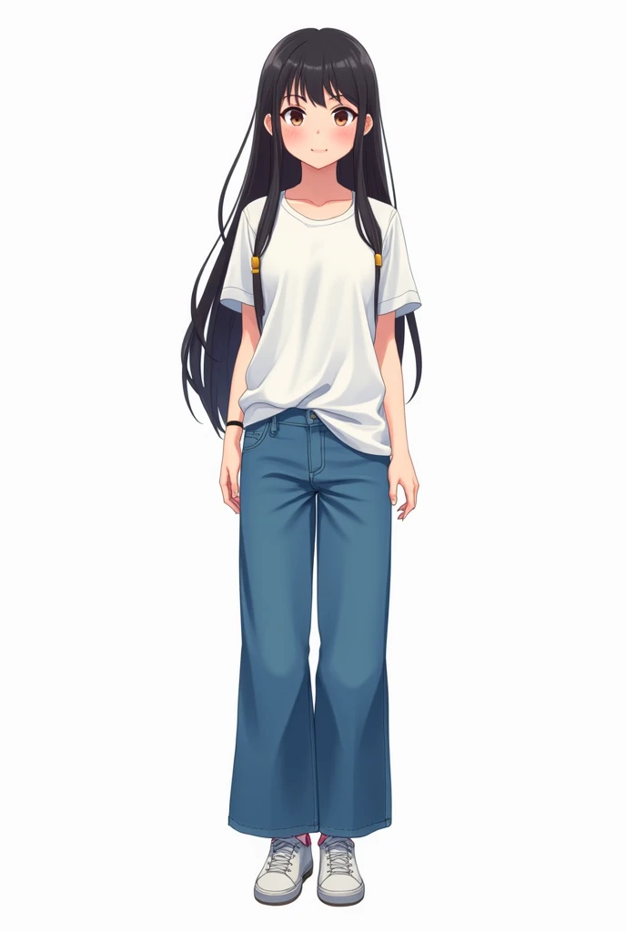 madara, 1girl, solo, fat, yellow_shirt, skirt, outdoors, plump, thick_thighs, looking_at_viewer, thighs, sky, blue_sky, shirt, day, half-closed_eyes, shorts, bare_shoulders, miniskirt, bag, closed_mouth, standing, smile, breasts, collarbone, blurry, blurry_background, green_skirt, tank_top, sleeveless, thick_arms, hat, green_shorts, feet_out_of_frame, short_shorts, straight-on, cloud