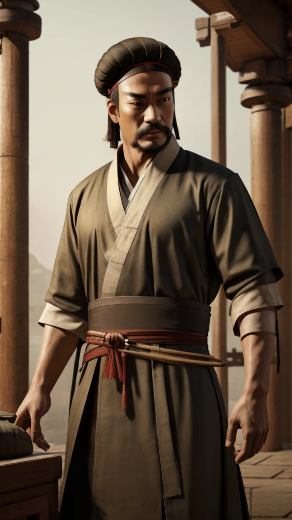 photograph、Oriental、Man in simple ancient Chinese costume、Highest quality、masterpiece、Ultra-high resolution、(Realistic:1.4)、Game Poster、Three Kingdoms、