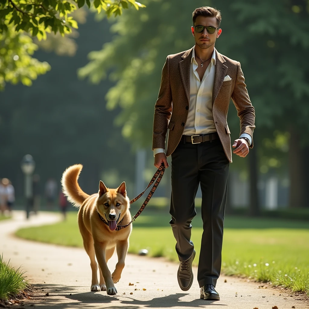 (((boy walking man on leash))) , (((2 male))) , nsfw , slutty slave, boy is master of man , man walk like a dog