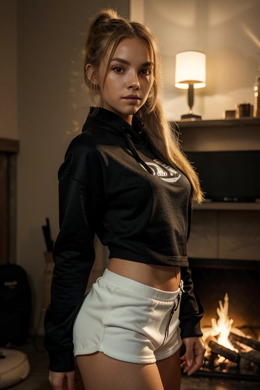 realistic 4k photo of blonde polish girl named Iga, dark roots, realistic photography, yoga clothes, doing yoga on bed, sexy pose (high detailed)) ((perfection))