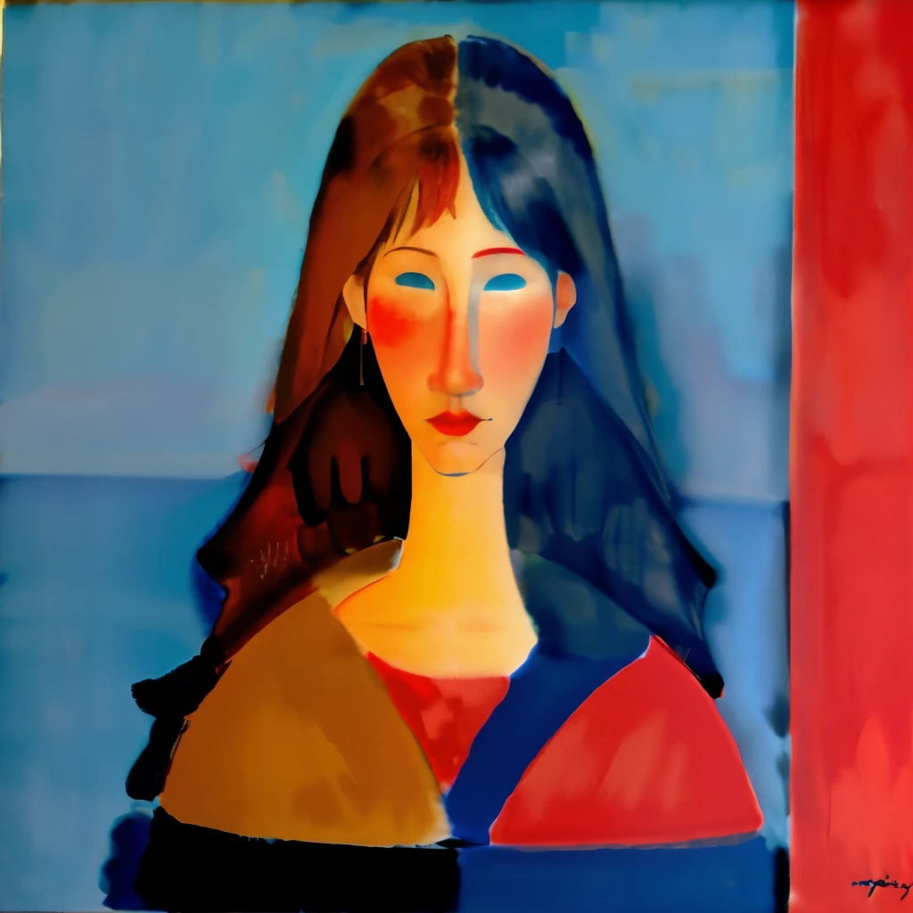 Red and blue woman