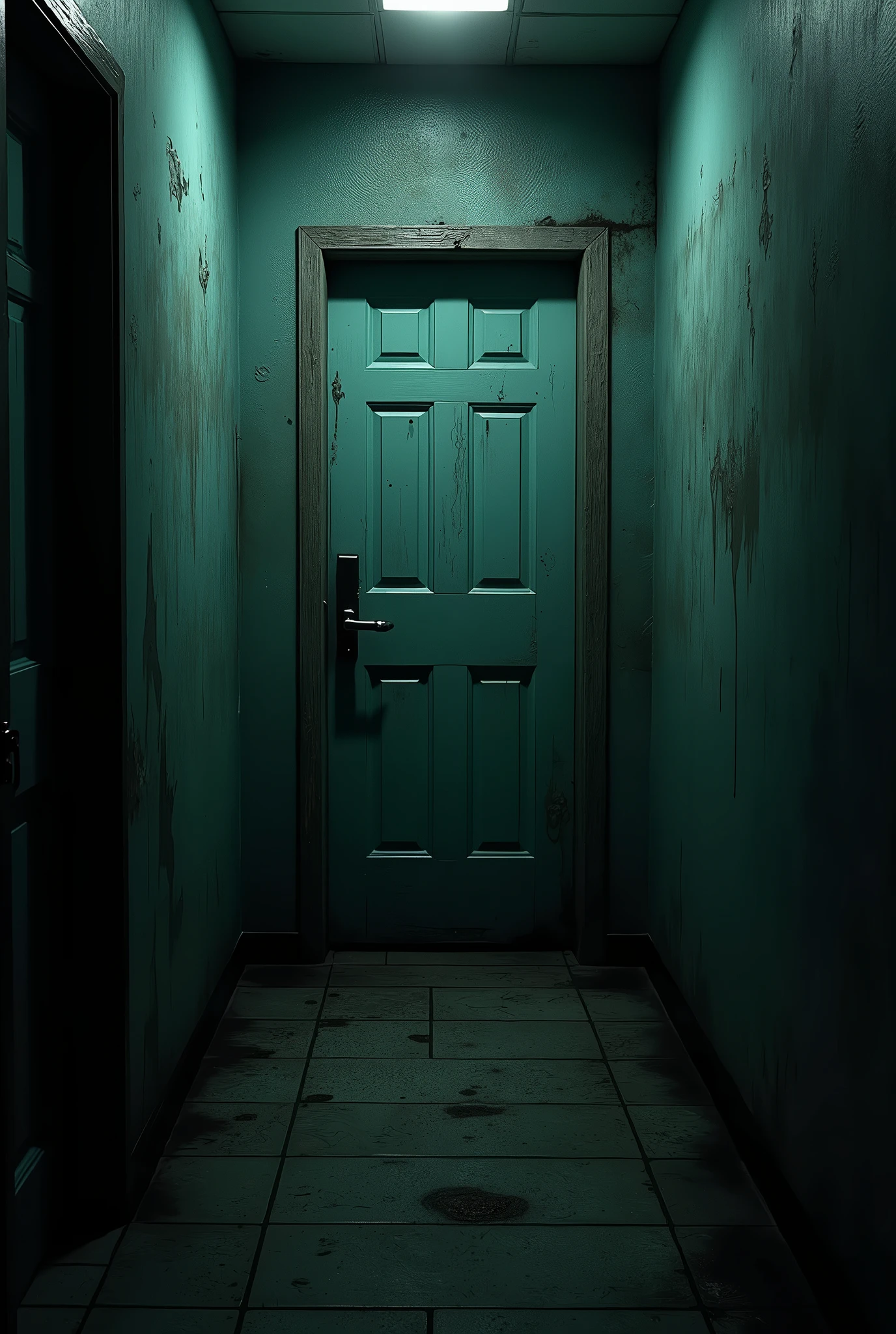 anime artwork of <lora:Bible Black style:1>
a dark hallway with a blue door and a window,1girl,solo,blood,close-up,dark eroge,anime,manga,nsfw,cartoon,Adult animation,explicit,Original video animation, Baiburu Burakku style, Bible Black style, night, anime style, key visual, vibrant, studio anime, highly detailed