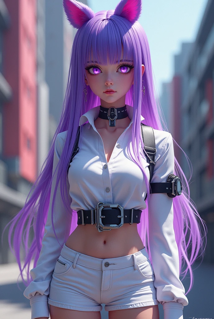 masterpiece, best quality, 1girl, wearing  cyberpunk glasses, futuristic led glasses, Roxy_Citron_OC,  1girl, solo, red eyes, white hair, rainbow hair, long hair, streaked hair, hair between eyes, night, cityscape, neon lights, <lora:LED_Glasses-000012:1> <lora:Roxy_Citron_OC_AnyLora:.75>