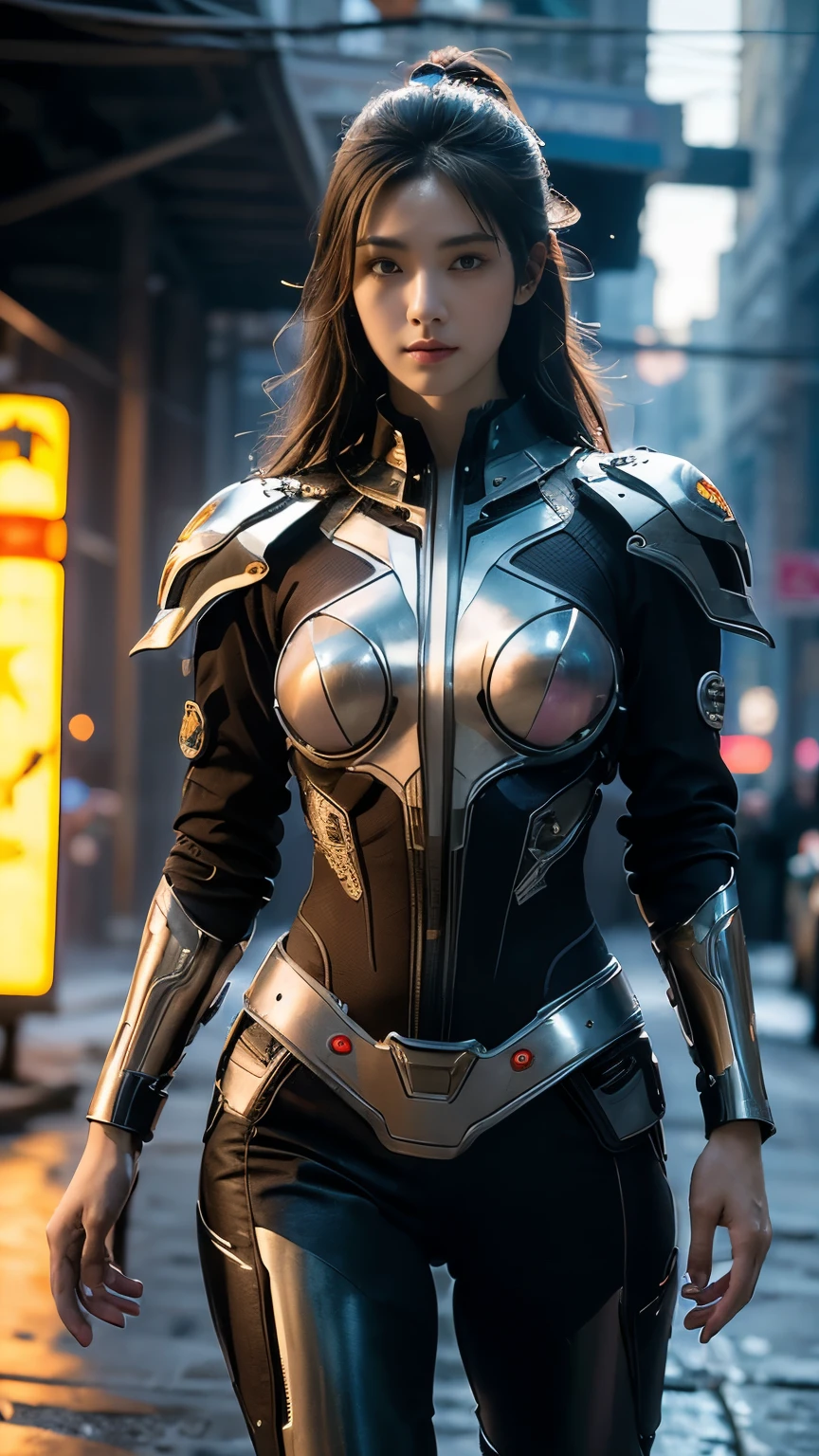 Mallu curly hair woman, goddess , fully armour bikini, Beautiful Alluring Cyberpunk Samurai, Athletic Well Toned Body, Elegant Form, Outside At Neon Palace, Beautiful Face, indian goddesses inspired armor, mechanical limbs, exposed robotic parts, chrome skin, neon glowing parts, Cyberpunk Theme, Fiverr Dnd Character, Octane Render, Digital Art, Extreme Detail, 4k, Ultra Hd, Polished, Beautiful, Hyperdetailed, Intricate, Elaborate, Meticulous, Photorealistic, Sharp Focus, Wlop, Character Design, Volumetric Lighting, Reflections, Glossy, Digital Illustration, Pose, Suggestive Pose, Lewd, Full Body Shot,