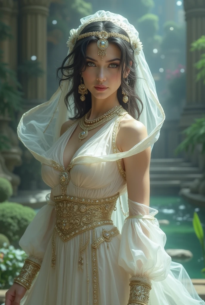 Cleopatra, ultra realistic 8k cg, flawless, clean, masterpiece, professional artwork, famous artwork, cinematic lighting, cinematic bloom, perfect face, beautiful face, fantasy, dreamlike, unreal, science fiction, lace, lace trim, lace-trimmed legwear, luxury, jewelry, diamond, gold, pearl, gem, sapphire, ruby, emerald, intricate detail, delicate pattern, charming, alluring, seductive, enchanting, hair ornament, necklace, earrings, bracelet, armlet, halo, autumn, best quality, solo, looking at viewer, Realis (Wide portrait, masterpiece, highest quality, UHD texture, High quality shadow, intricate details, beautifully detailed, vivid colors, cinematic light, soft glow, bokeh, sharp focus, detailed beautiful delicate face, perfect composition, pure innocence) (best quality, 4k, highres, masterpiece, ultra-detailed, realistic, highly detailed photo, fine detail, polished, complex, elegant, sharp focus, illuminated, highly detailed, cinematic, still, professional, thought, iconic, gorgeous, romantic), Grove (High Detail RAW color Photo, beautiful girl, model girl, 21 years old, seductive grin, smokey eye shadow, high detail skin, high detail eyes, seductive eyes, smokey makeup, wild dark hair, Wavy Cut with Curtain Bangs, Roman Villa, River olive Trees, ancient rome, aquaduct, detailed clothing, intricate clothing, action pose, looking at camera, motion, beautiful digital artwork atmospheric, raytracing), royal palace background