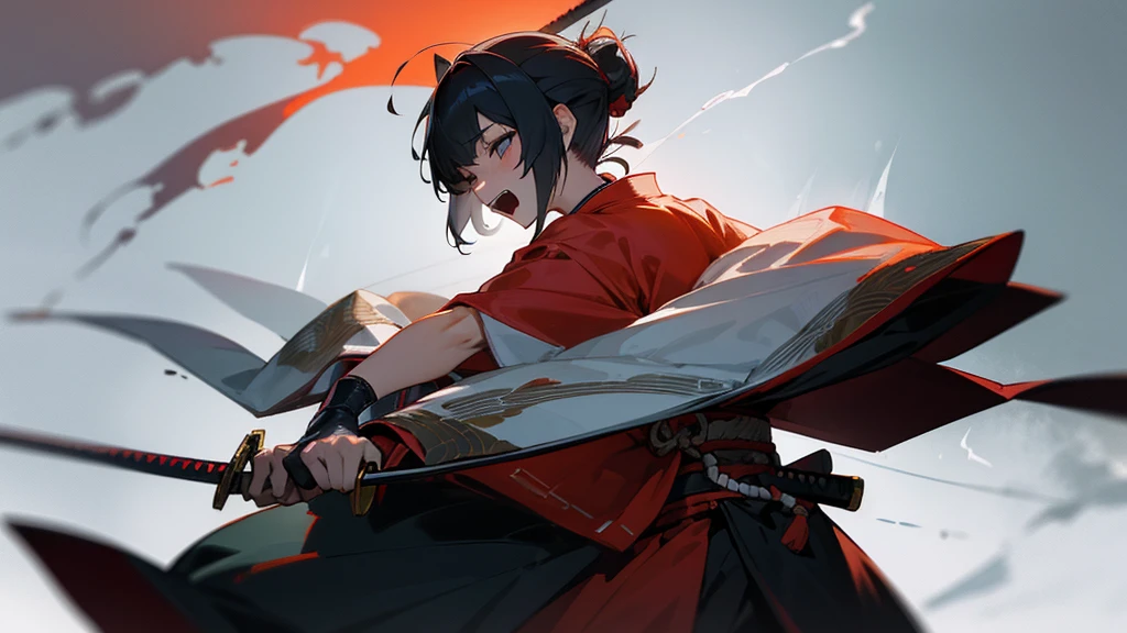 ((Anime style)),Black hair twintails,Red Eyes,childish,So Huge Breasts,