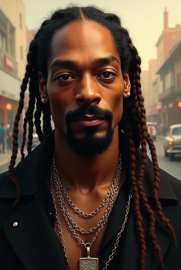 Snoop Dogg wore "HAV" small neckchain in the black type colour, blunt burning smoke rise and wore expensive clothes. 3D 3500p.