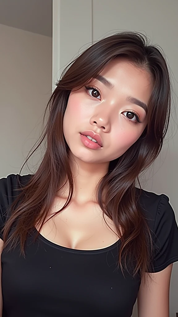 8k masterpiece, 1girl, 2, hair in a loose braid, asian girl, (highly detailed face), highly detailed skin, small breasts, perfect hips, wide hips, round ass, highly detailed skin, slut, anal dildo, sitting on dildo, background: messy bedroom, cinematic lighting, dark lighting, movie still, view from front, crouched, de costas, mostrando a bunda, showing ass