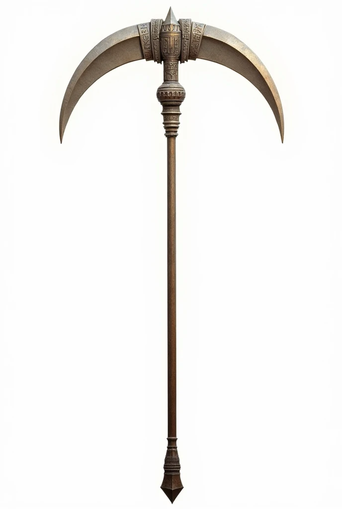The wand is about 30 cm long and is carved from a single bone., with a surface that maintains the rough texture and natural veins of the bone, highlighting its ancient and macabre origins. It is an aged ivory tone, with a faint ethereal glow that seems to pulse with a dark energy. At the top end, the wand features an intricately carved head that resembles a stylized human skull. The eyes of the skull are cavernous and deep-set, and around it there are minute details that imitate small runes or ancient inscriptions. The central part of the wand has a series of interlocking notches, forming geometric patterns and arcane symbols that appear to glow a dark blue when the wand is activated. The lower end of the wand ends in a tapered point., which is slightly curved backwards, giving an almost claw-like effect. Small cracks and marks along the surface of the bone add a touch of wear, as if the wand had been used in ancient and forgotten rituals. Em conjunto, the wand exudes an aura of dark power and mystery, evoking a sense of connection with forces beyond common understanding, making it a powerful and feared artifact.