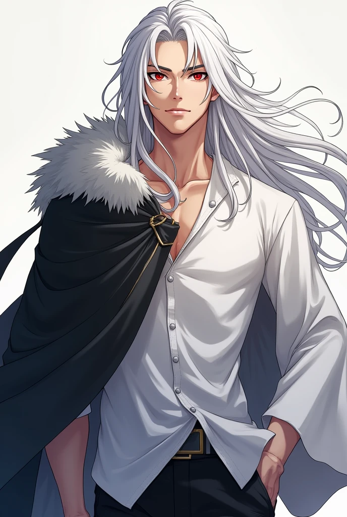 (absurdres, highres, ultra detailed), 1man, 30 years old man, adult man, handsome, tall,, finely detailed eyes and detailed face, black leather pants, no shirt, open chest, night, smile, dutch angle, ((very long hair,  white hair)), (((wolf ears))), wolf white tail, moon, forest, black horns in his head, silver details, earrings, black chocker, gothic, dark, black simple dress, looking at the view, pale skin, eyeliner, dog collar, (((open chest))), leather jacket, (masculine), sexy, ((((angry))))