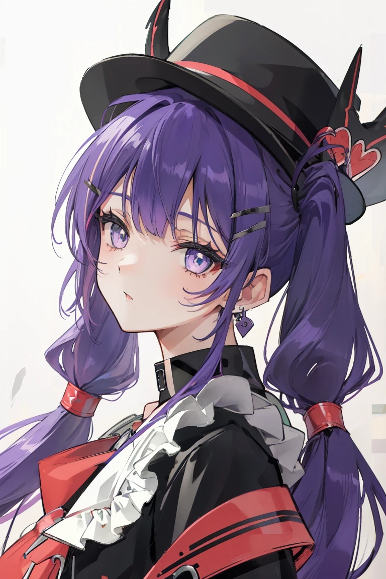 (Ultra-high resolution,masterpiece, Attention to detail, Highest quality), 8k,(Atwa, Long Hair, Twin tails, Purple Hair,Black Hat, Hair Clip, Earrings, Devil&#39;s Tail, Black choker, Off the shoulder,White jacket, Black shorts,whole body ),((City of night,Stand on top of a tall building,Ready your gun?)),(Blessed,Captivating body、Ultra-detailed skin、Very beautiful eyes、Detailed Background),One Girl、 (Cool expression,cool)