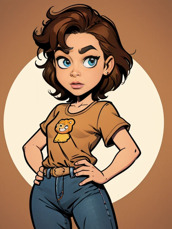  cartoon with a brown shirt and blue jeans and a brown shirt, cartoon character, cute cartoon character, in cartoon style, animation character, cartoon art style, cartoon style illustration, cartoon image, cartoon digital painting, cartoon rendering, highly detailed character, sheen, cartoon digital art, cartoon style, digital art cartoon, cartoon illustration, cartoon cute, going, mixed character