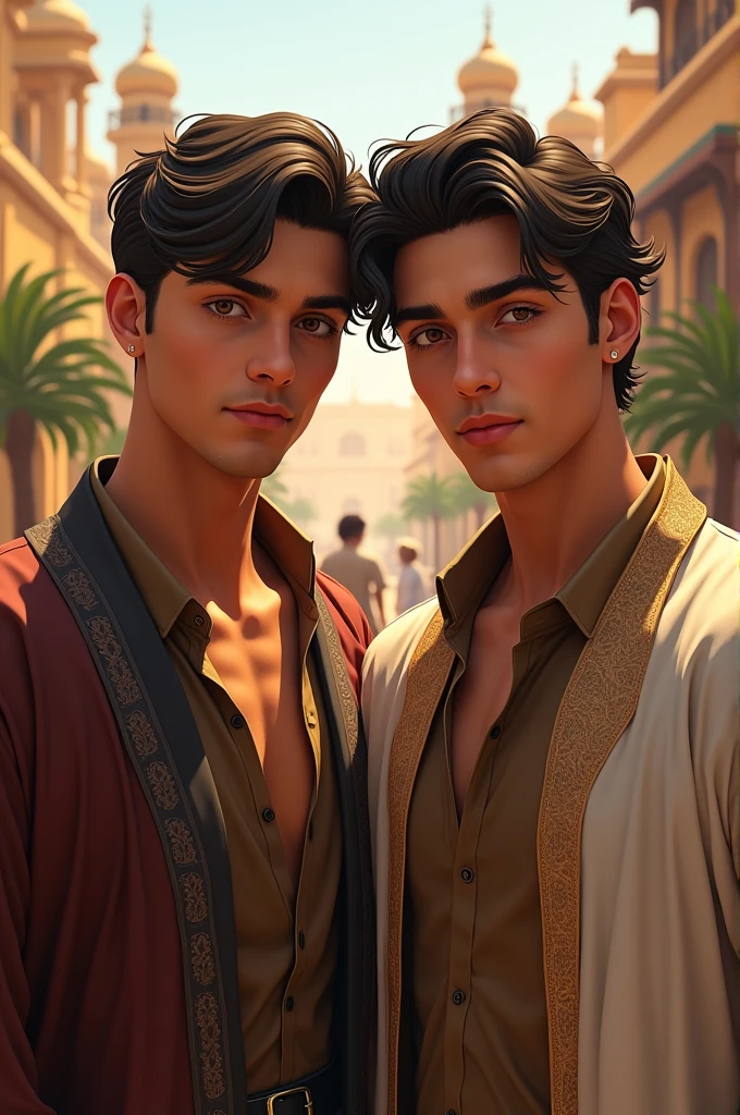 Beautiful princes boyfriends in love, beach, sea, sand sun, Nice body, 8k, super detailed, best quality, cinematic, ultra realistic