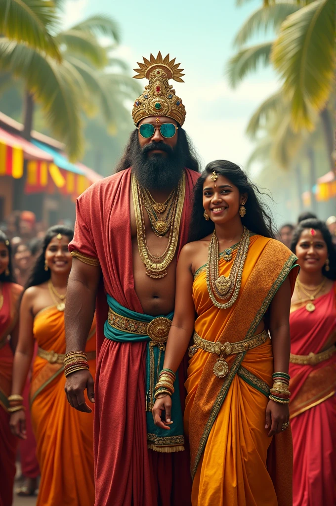 A picture of lord krishna celebrating janamasthami with his daughters