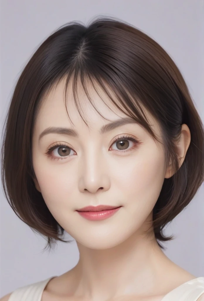 High resolution, Shortcuts, Mature Woman,((Center Parting)),50-year-old women,masterpiece, Highest quality, Ultra high definition, Textured skin, Droopy eyes,Thin lips,black eye,((Mole under left lip)),Thin eyebrows,Thin eyebrows,Japan female in her 60s,Narrow forehead,((Too thin,Too thin eyebrows)),Loose jaw,Low Nose,Deep-set eyelids,Amazing droopy eyes,Slightly droopy thin eyebrows,Small Mouth