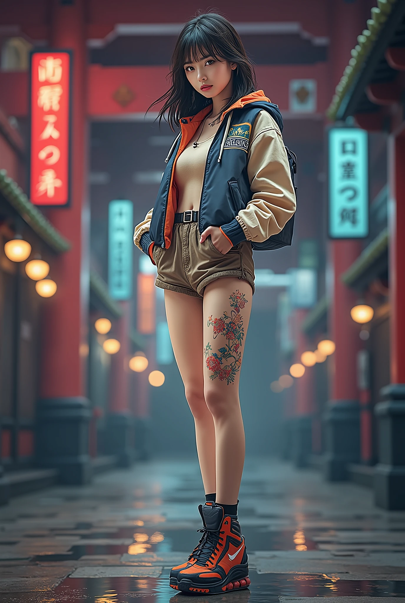 young nude Beautiful skinny women of mahoi tribe whith famous mahoi tatto, perfect face, high detailed perfect body, without clothes, in a futuristic city, realistic, detailed, HDR. ultra hd, highly detailed, UHD, perfect composition, octane render, trending on artstation, bright, clear, ealistic, hyperrealism, 50mm lens, bokeh, sharp focus, 16 k resolution