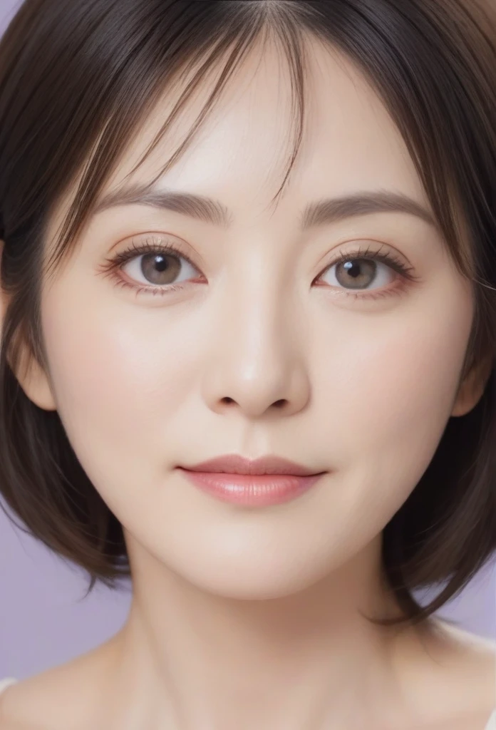 High resolution, Shortcuts, Mature Woman,((Center Parting)),50-year-old women,masterpiece, Highest quality, Ultra high definition, Textured skin, Droopy eyes,Thin lips,black eye,((Mole under left lip, beauty mark)),Thin eyebrows,Thin eyebrows,Japan female in her 60s,Narrow forehead,((Too thin,Too thin eyebrows)),Loose jaw,Low Nose,Deep-set eyelids,Amazing droopy eyes,Slightly droopy thin eyebrows,Small Mouth