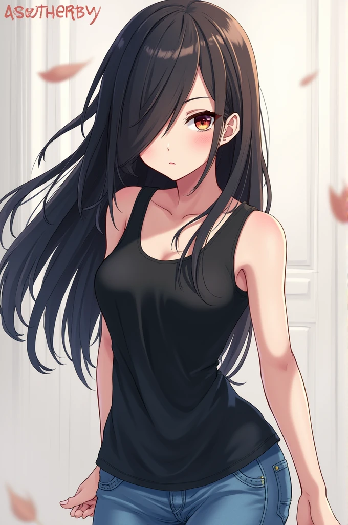 masterpiece, best quality, 1 girl, himeragi yukina, brown eyes, black hair, hair between eyes, medium hair, medium breasts, perfect anatomy.