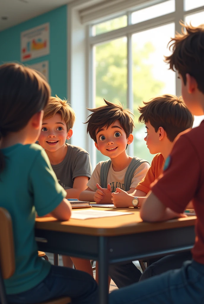 Students talk about a nature topic and their classmates pay attention Pixar