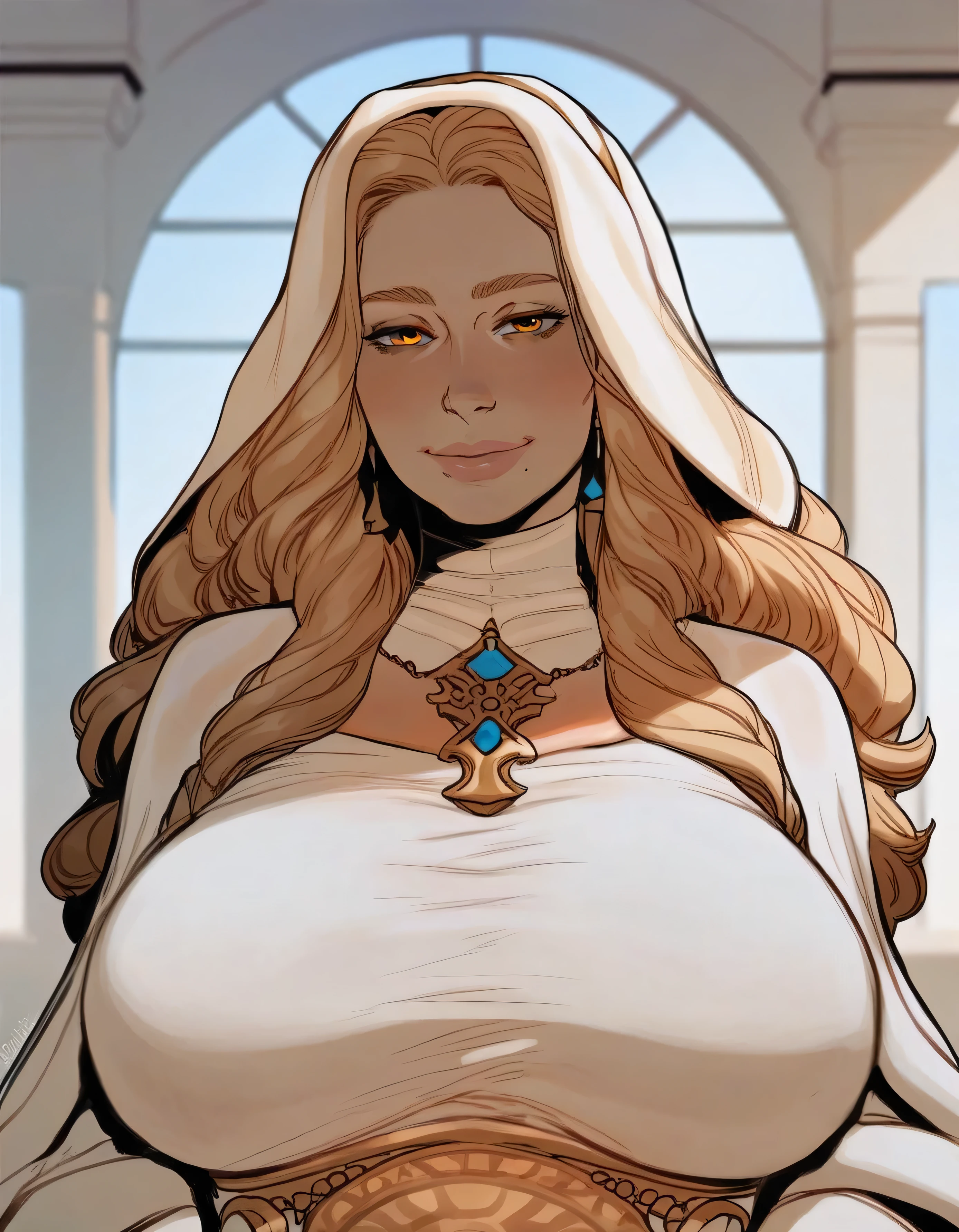 mature female, gigantic breasts, straight hair