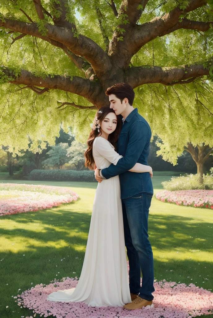 (masterpiece), best quality, , couple romantic, hugging, ultra realistic, DSLR, 8K