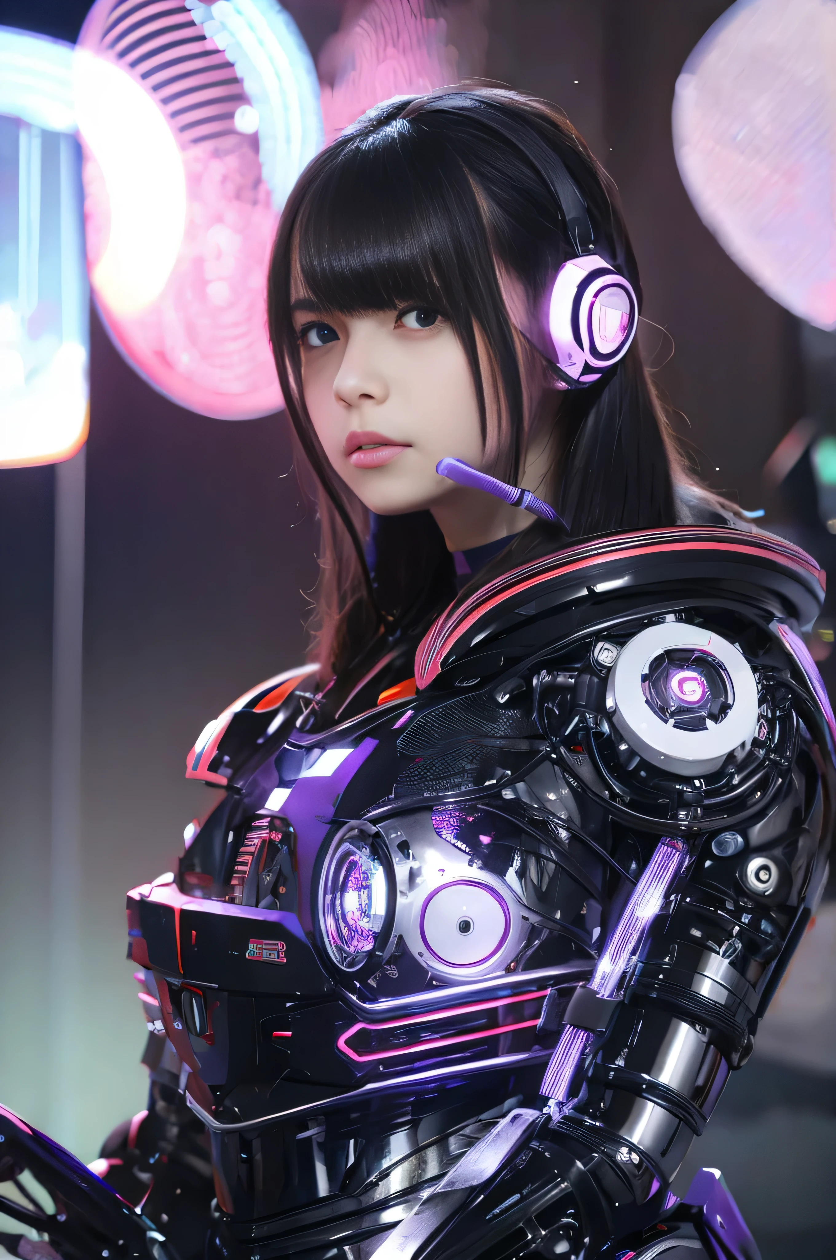 No Background, Cyberpunk Settings, Muted Cyberpunk Style, Cyberpunk Style, Cyberpunk Theme, Ticker Set, Beeple Style Hybrid Mix, Cyberpunk Settings, Cyberpunk Atmosphere, Cyberpunk Nightclub,. Cybercore, cyberpunk vibe, beautiful cyberpunk female model, los tran 8 k, raver girl, dreamy cyberpunk girl, ticker, image from chest up, headphones, smiling