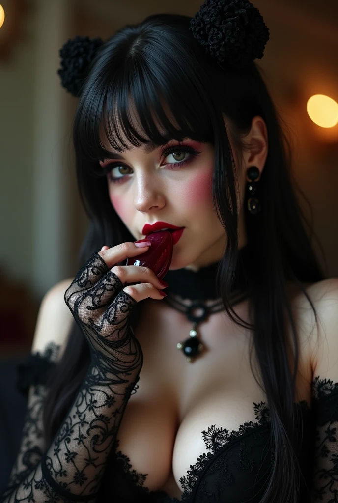 Gothic girl sucking penis