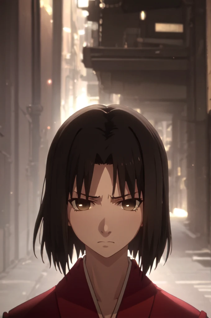 best quality, masterpiece, highres, solo, (ryougi_shiki_karanokyoukai:1.10), annoyed, portrait, looking at viewer,