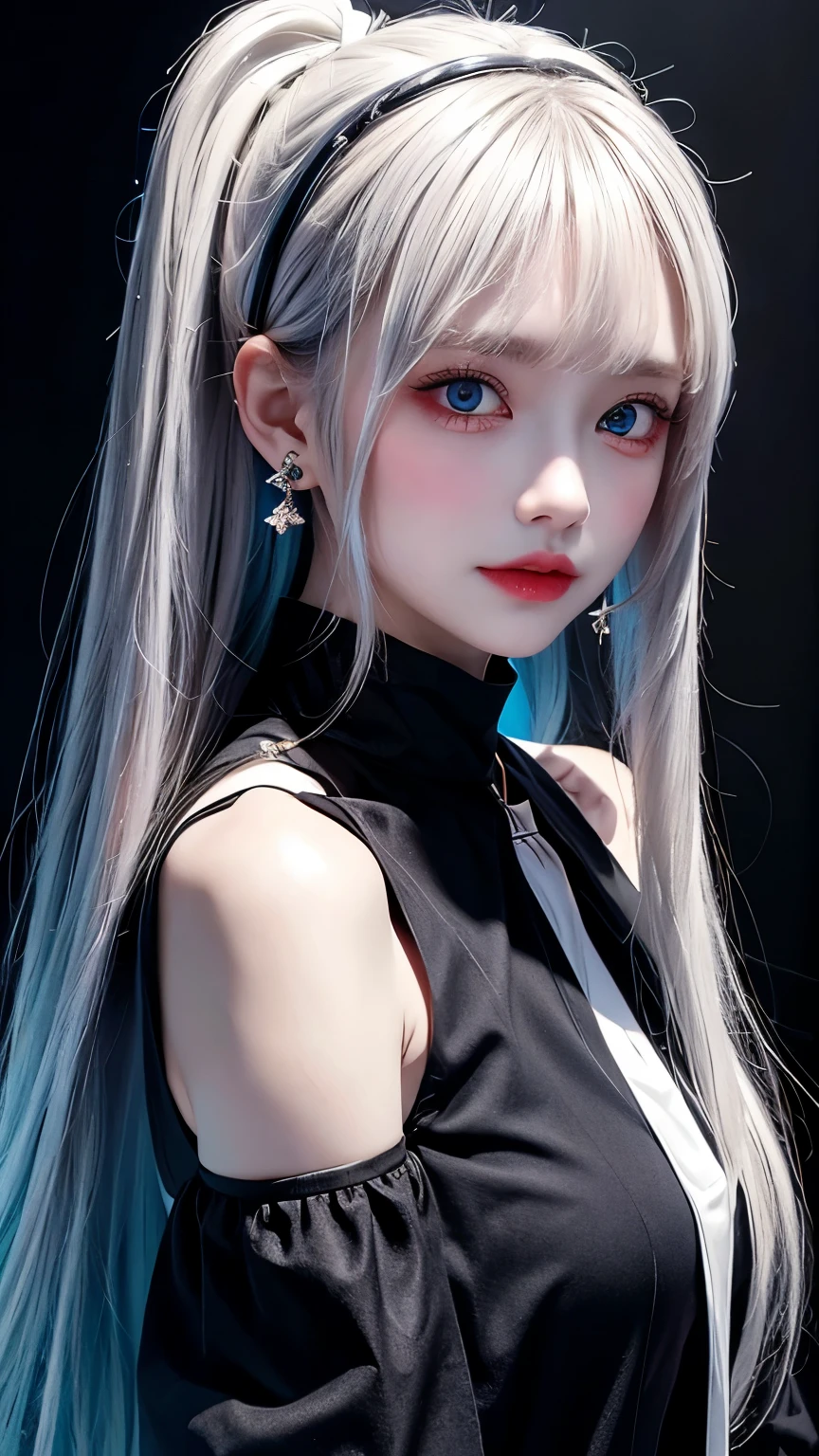 A close up of a person with long hair and a black shirt - SeaArt AI