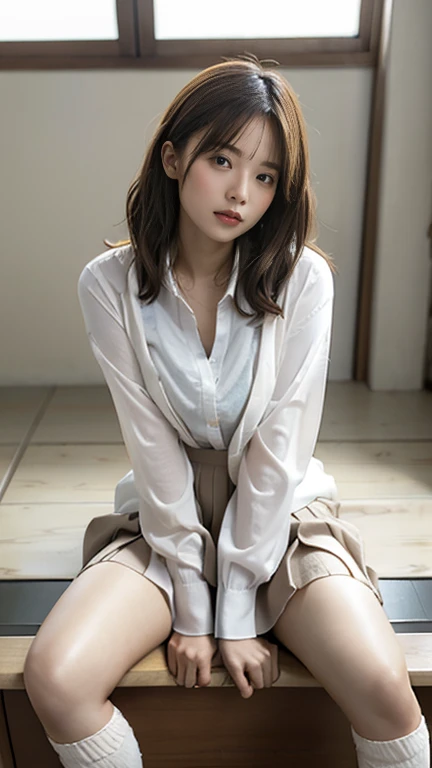 (In 8K,highest quality,masterpiece),(Realistic,RAW Photos,Super Fine Clear),Realistic Light,Detailed skin,Beautiful Japanese Women,((30-year-old woman,))、,(Long skirt)、Panty shot,sexy gray panties、kneeling to spread legs,Thin legs、fine grain,Detailed fingers、thin、Sexual,Ecstasy expression,In a stylish bedroom、a place where there are no people,Ecstasy,era of asian eyes