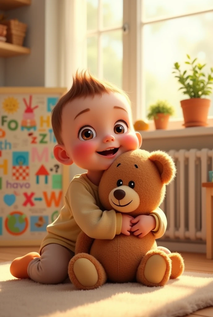  a boy paly with baby and a doll love her mother
